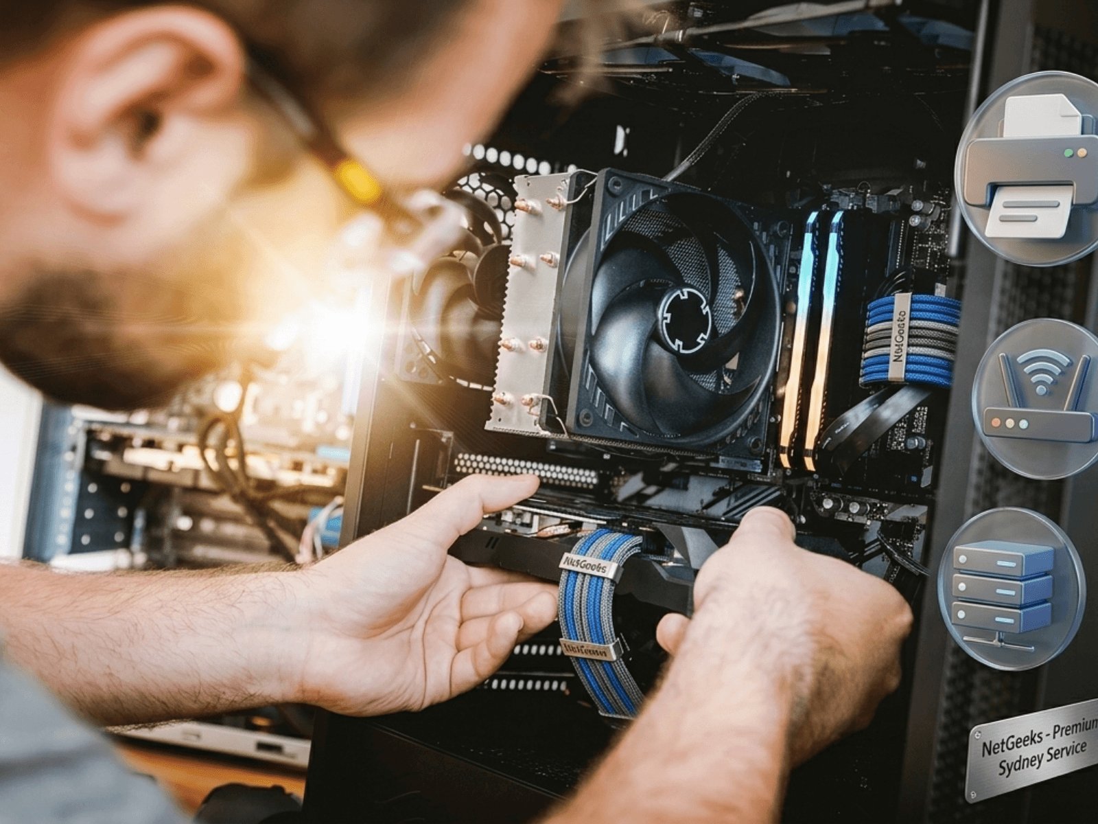 Sydney computer repair technician fixing laptop Wi-Fi and printer issues